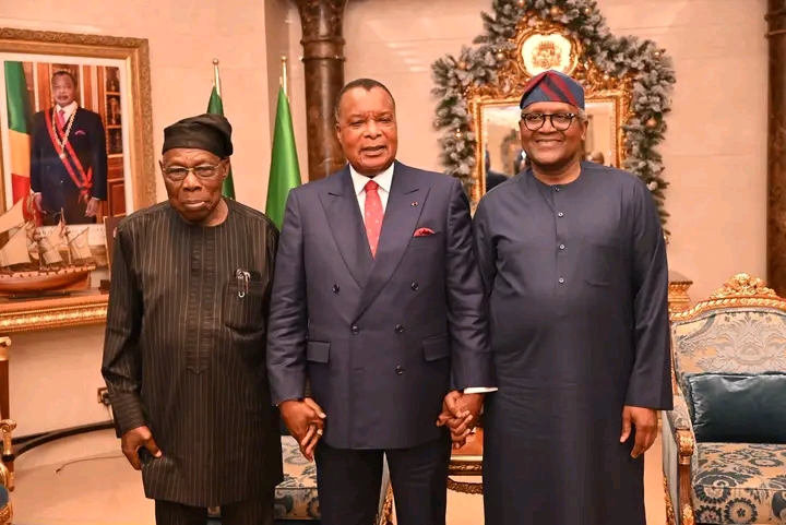 Olusegun Obasanjo et Aliko Dangote chez Denis Sassou N&rsquo;Guesso